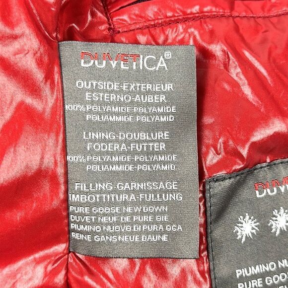 DUVETICA Toddler Girl Soft  Down Puff Coat with Hood Deep Blue Red Lining Sz 2 - Picture 9 of 13